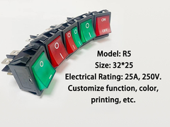 Interruptor de rocker de campo ligero 32 * 25mm 25A 250V