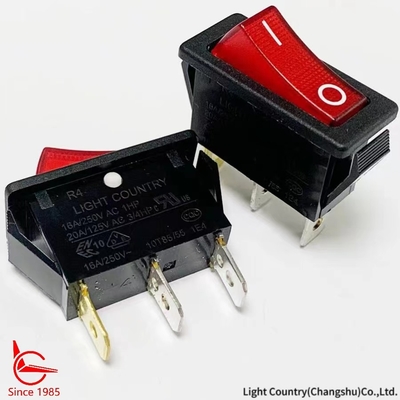 Conmutador de rocker R4 ON-OFF de buena calidad con luz roja 33 * 15mm 16A 250V UL VDE